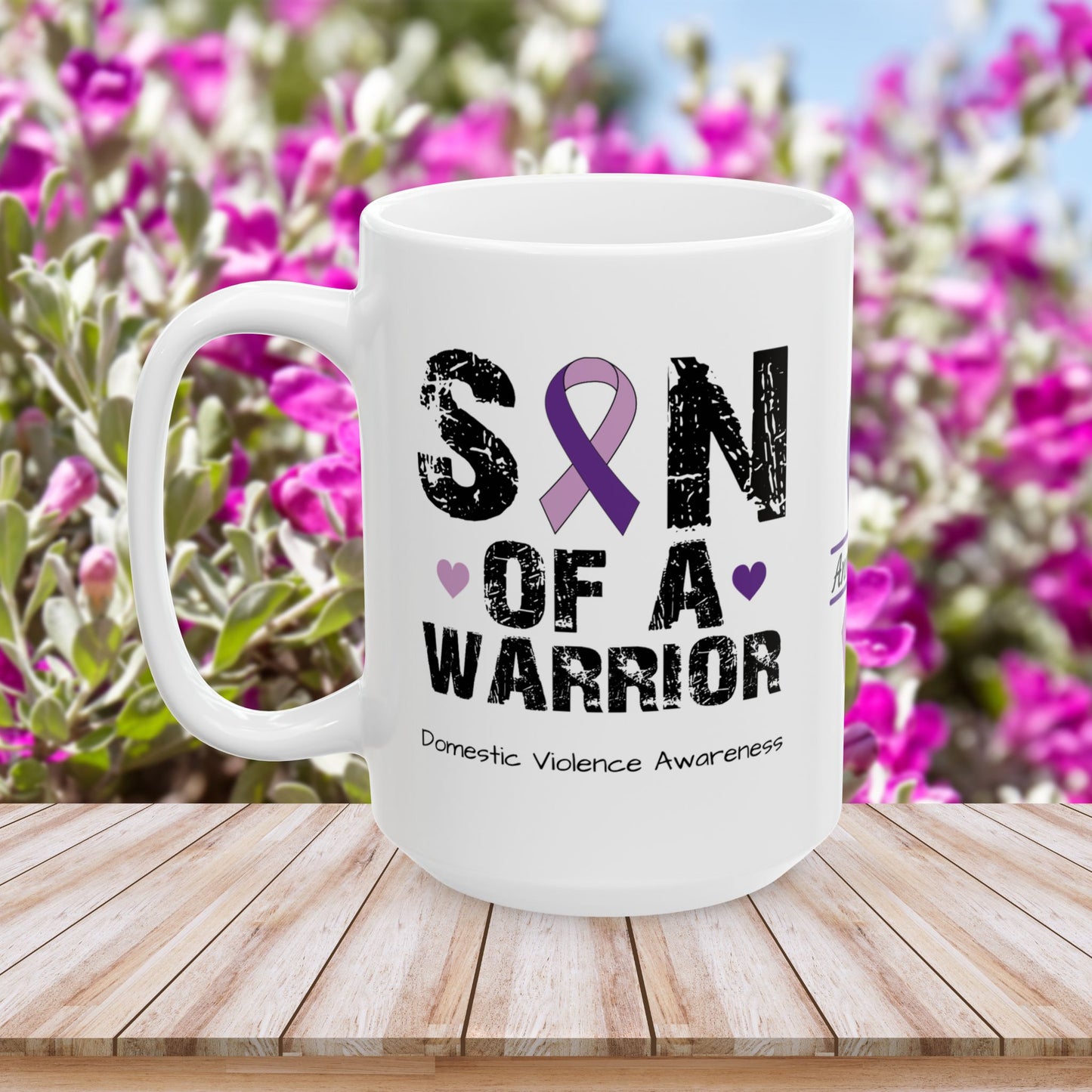 Son of a Warrior - Personalized Domestic Violence Awareness Gift, Empowerment and Resilience Ceramic Mug, Support for Survivors