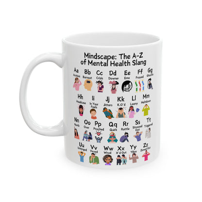 Mindscape: The A-Z of Mental Health Slang Ceramic Mug, (11oz, 15oz)