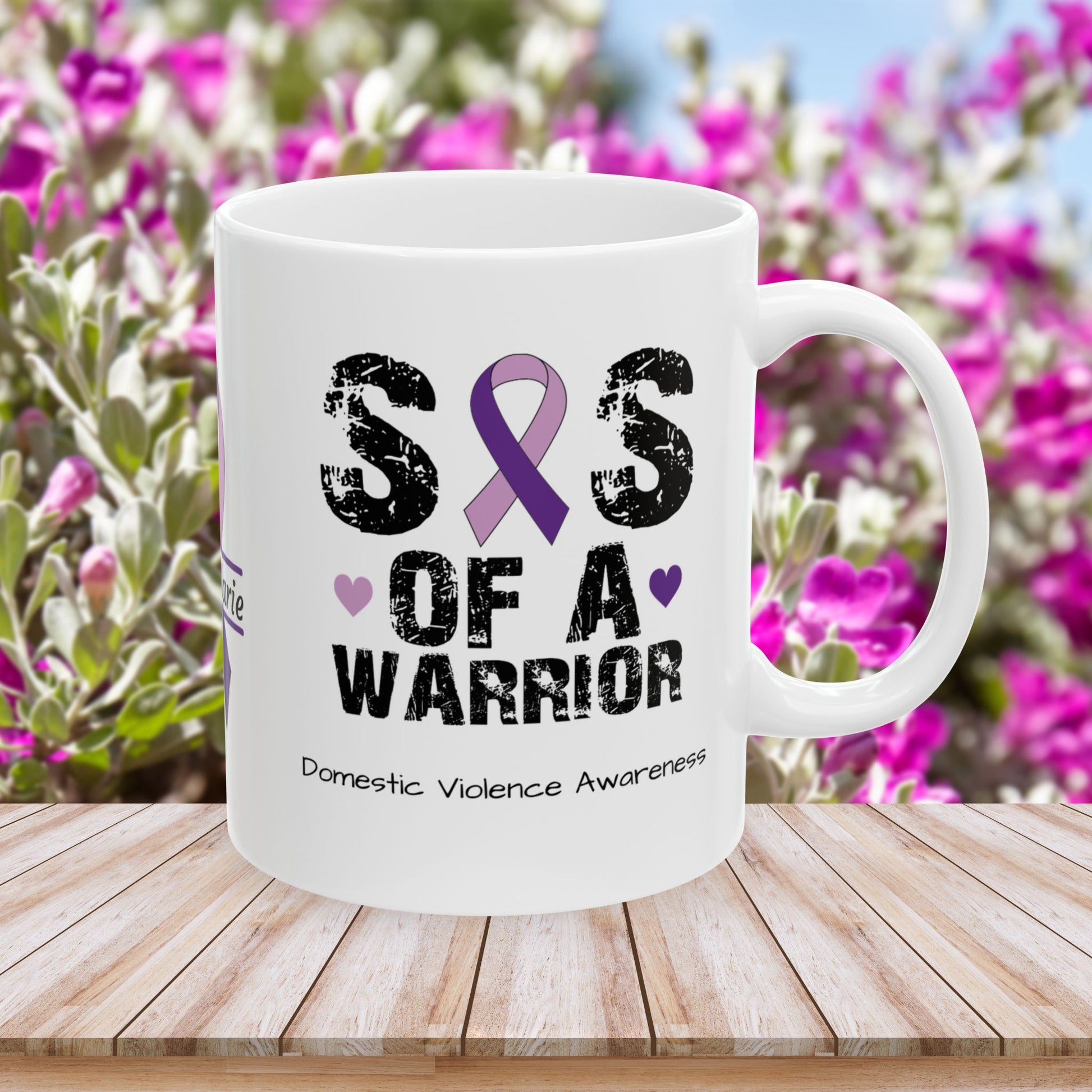 Sis of a Warrior - Personalized Domestic Violence Awareness Gift, Empowerment and Resilience Ceramic Mug, Support for Survivors