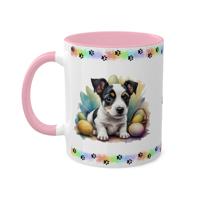 Jack Russel Terrier - Eggstra-Adorable Easter Puppy Two-Tone Coffee Mug, 11oz