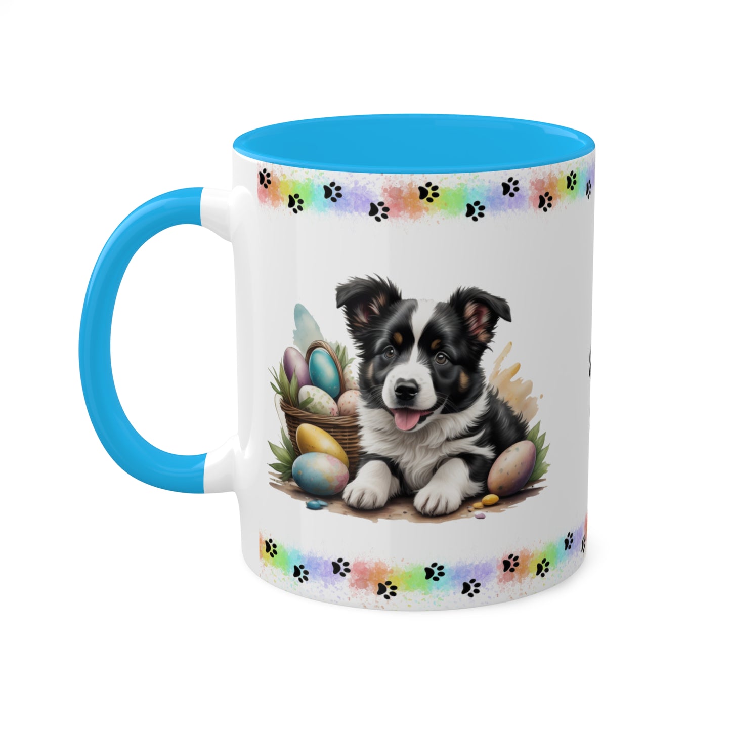 Border Collie - Eggstra-Adorable Easter Puppy Two-Tone Coffee Mug, 11oz