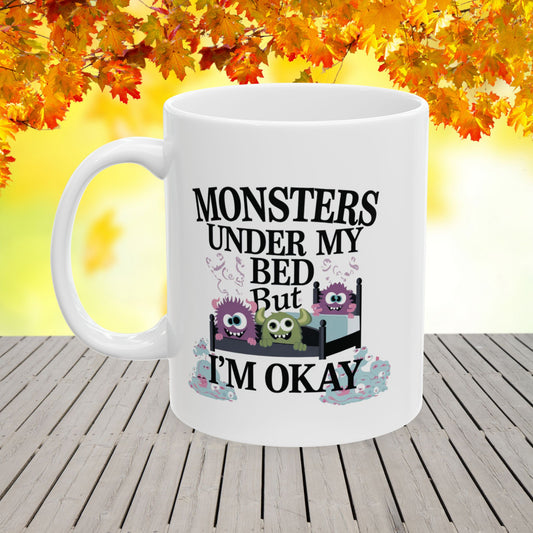 Monsters Under My Bed But I'm Okay Ceramic Mug, (11oz, 15oz)