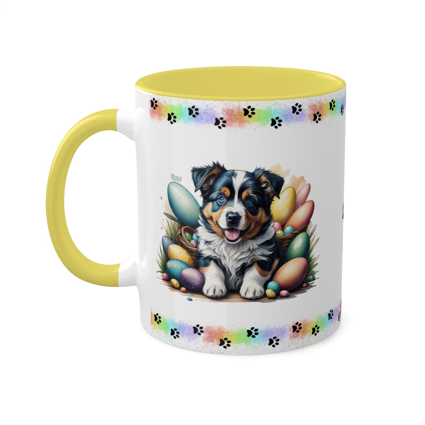 Australian Shepherd - Eggstra-Adorable Easter Puppy Two-Tone Coffee Mug, 11oz