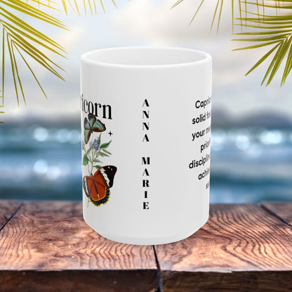 Capricorn Personalized Zodiac Mug, Gift for Capricorn, Horoscope Gift, Capricorn Birthday, Butterfly Design, Astrology Capricorn Mug, Capricorn Zodiac Sign, Zodiac Gift