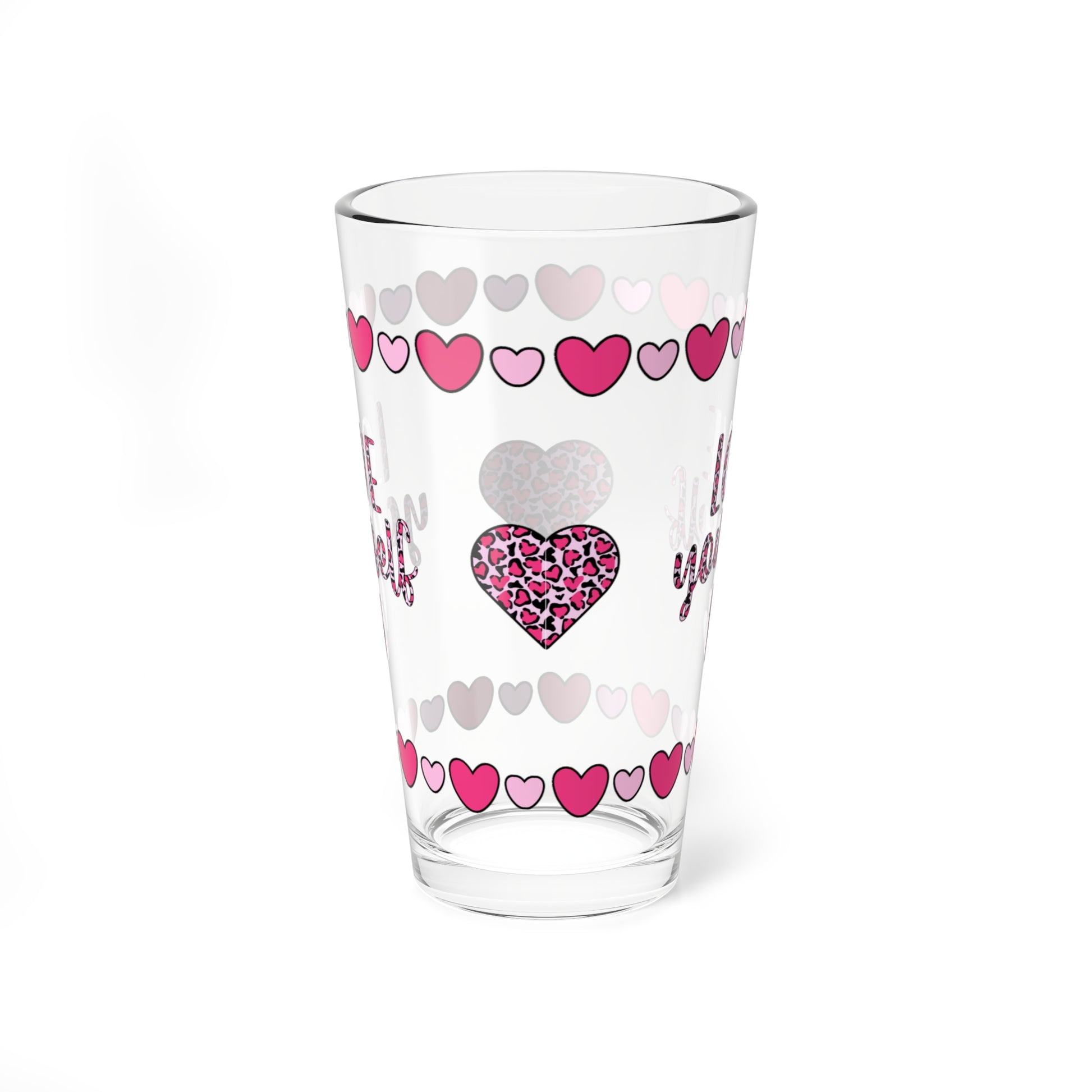 Love Yourself 16oz Pint Glass - Valentine's Day Self-Care Gift, Mindful Positivity Drinkware