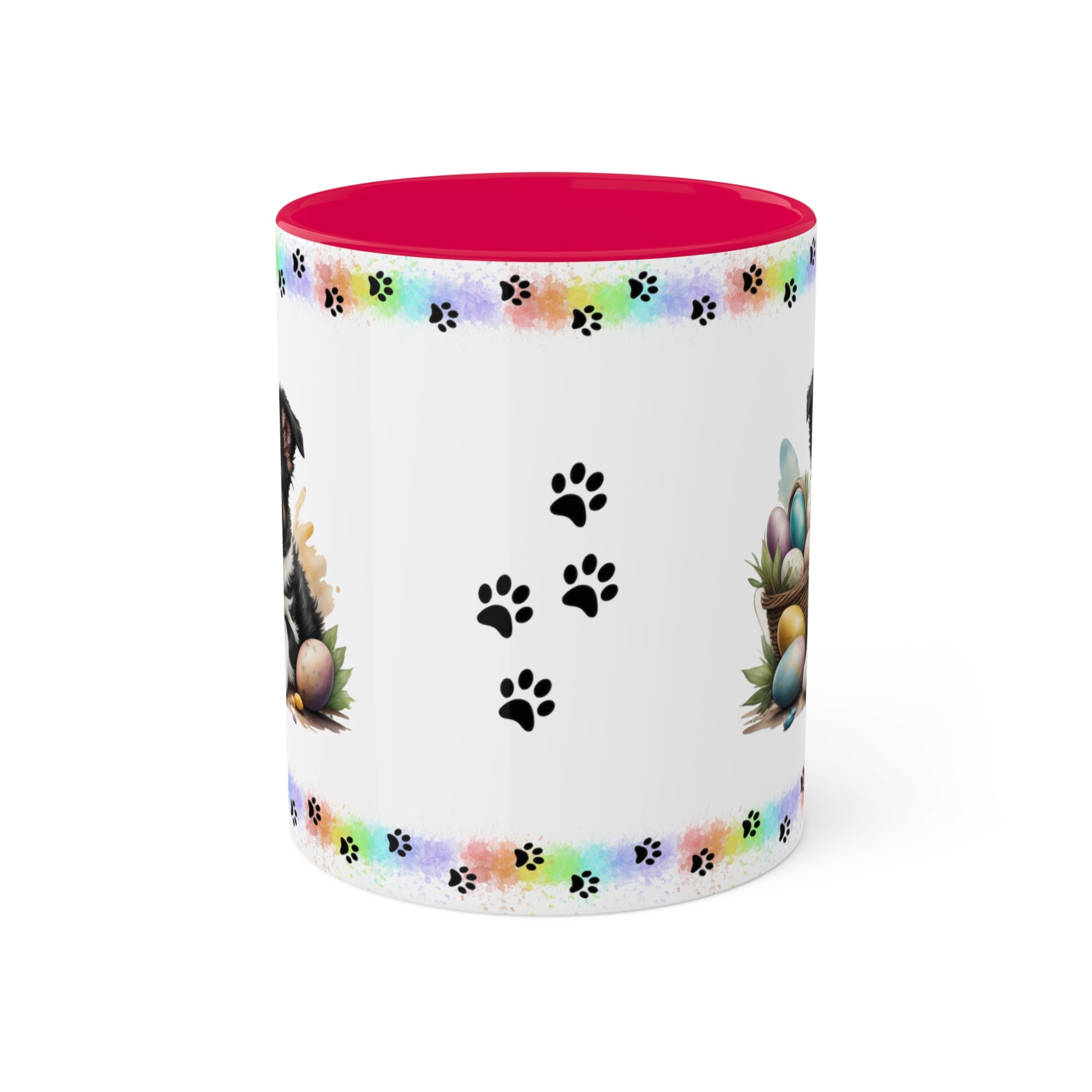 Border Collie - Eggstra-Adorable Easter Puppy Two-Tone Coffee Mug, 11oz