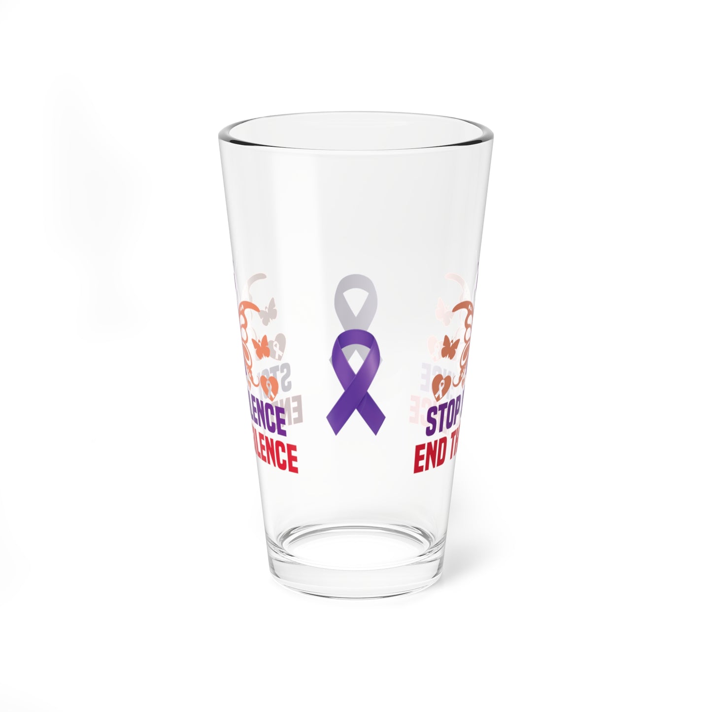 Stop Violence End The Silence 16oz Pint Glass - Stop Abuse, Support Survivors, Break the Silence