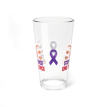 Stop Violence End The Silence 16oz Pint Glass - Stop Abuse, Support Survivors, Break the Silence