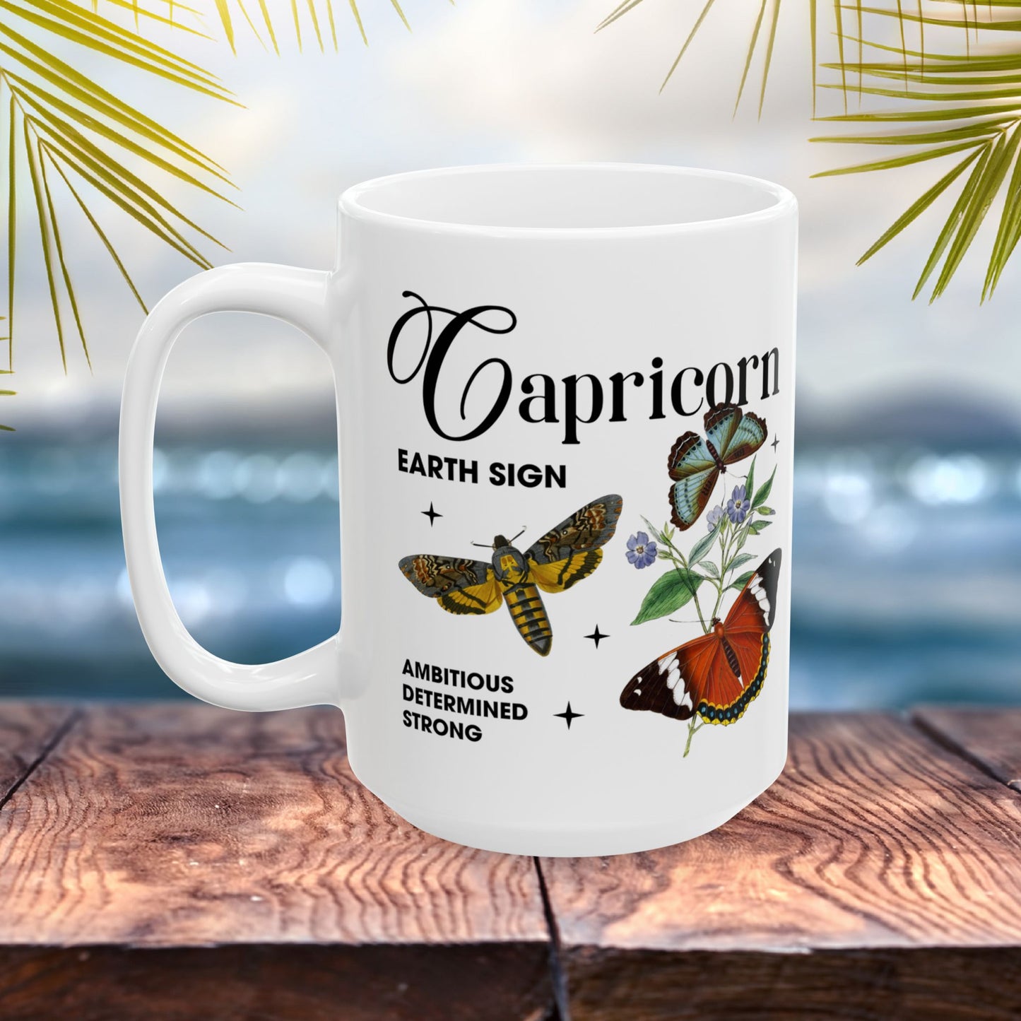 Capricorn Personalized Zodiac Mug, Gift for Capricorn, Horoscope Gift, Capricorn Birthday, Butterfly Design, Astrology Capricorn Mug, Capricorn Zodiac Sign, Zodiac Gift