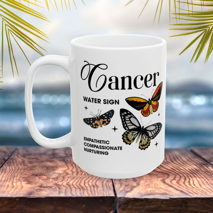 Cancer Personalized Zodiac Mug, Gift for Cancer, Horoscope Gift, Cancer Birthday, Butterfly Design, Astrology Cancer Mug, Cancer Zodiac Sign, Zodiac Gift