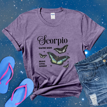 Scorpio Butterfly Zodiac T-Shirt, Scorpio Astrology Shirt, Horoscope Gift, Scorpio Birthday, Scorpio Season Gift, Perfect Gift for Scorpio, Zodiac Tee