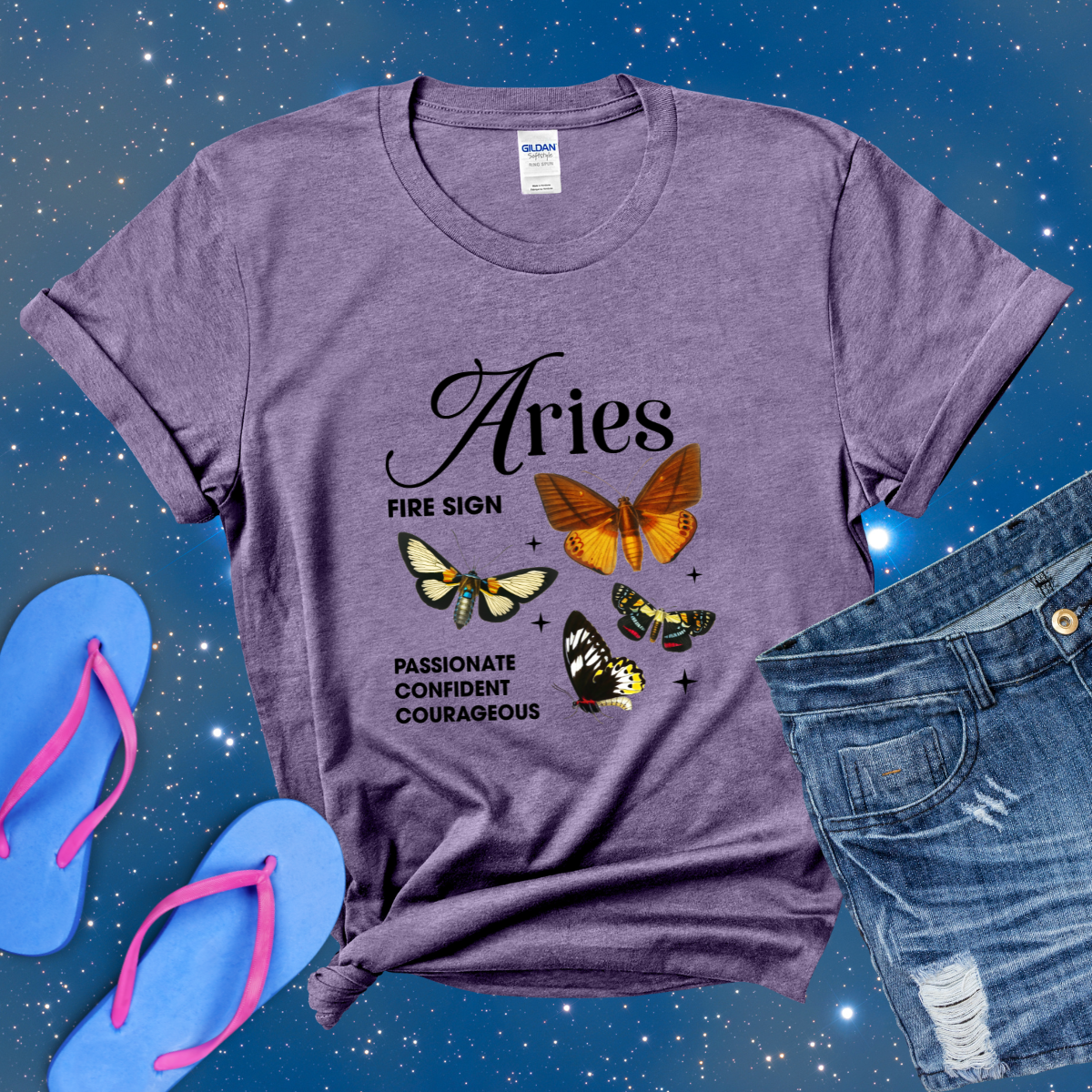 Aries Butterfly Zodiac T-Shirt, Astrology Shirt for Aries, Horoscope Gift, Aries Birthday, Aries Season Gift, Perfect Aries Gift, Aries Zodiac Tee