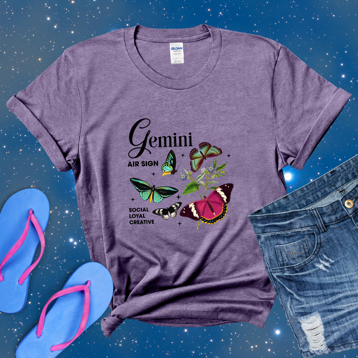 Gemini Butterfly Zodiac T-Shirt, Astrology Shirt for Gemini, Horoscope Gift, Gemini Birthday, Gemini Season Gift, Perfect Gift for Gemini, Zodiac Tee