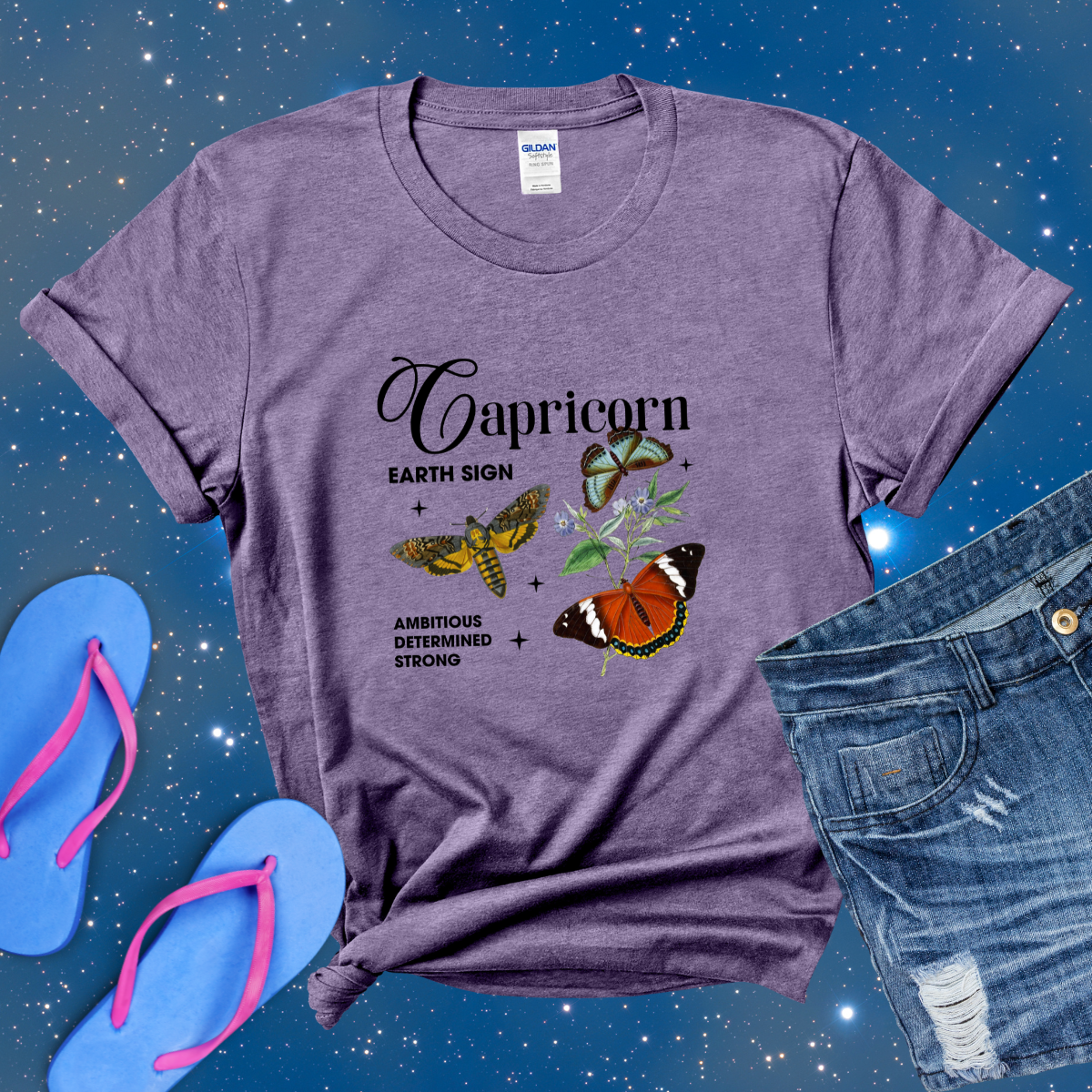 Capricorn Butterfly Zodiac T-Shirt, Astrology Shirt for Capricorn, Horoscope Gift, Capricorn Birthday, Capricorn Season Gift, Capricorn Gift, Zodiac T