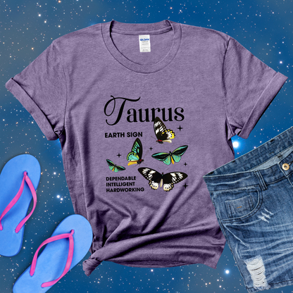 Taurus Butterfly Zodiac T-Shirt, Astrology Shirt for Taurus, Horoscope Gift, Taurus Birthday, Taurus Season Gift, Perfect Gift for Taurus, Zodiac Tee