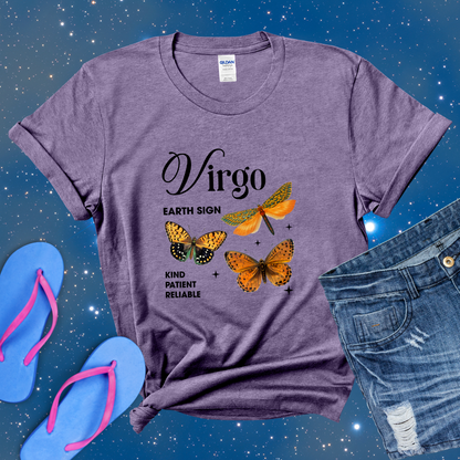 Virgo Butterfly Zodiac T-Shirt, Astrology Shirt for Virgo, Horoscope Gift, Virgo Birthday, Virgo Season Gift, Perfect Gift for Virgo, Zodiac Sign Tee