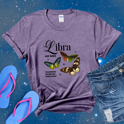 Libra Butterfly Zodiac T-Shirt, Astrology Shirt for Libra, Horoscope Gift, Libra Birthday, Libra Season Gift, Perfect Gift for Libra, Zodiac Sign Tee