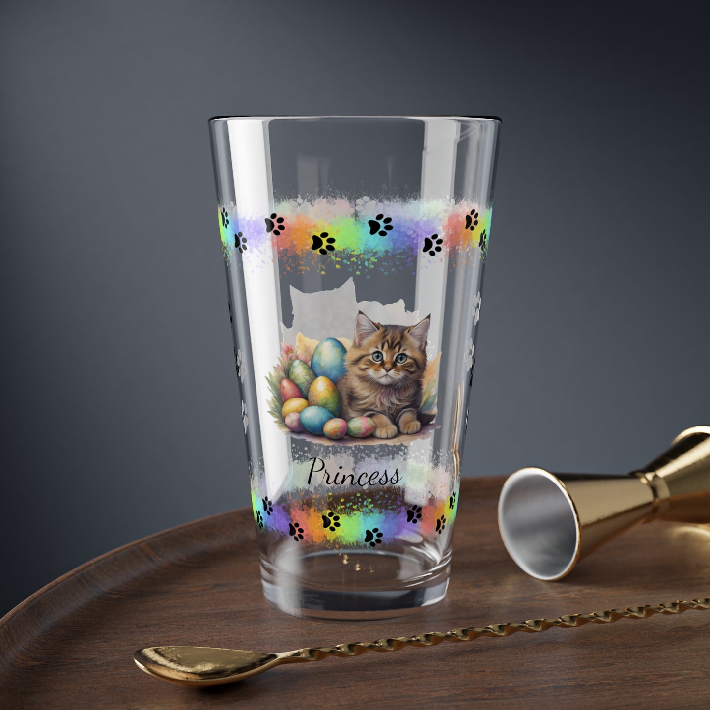 Siberian Easter Kitten 16oz Pint Glass - Personalized Cat-Themed Gift, Mental Health Drinkware, Holiday Décor & Easter Celebration