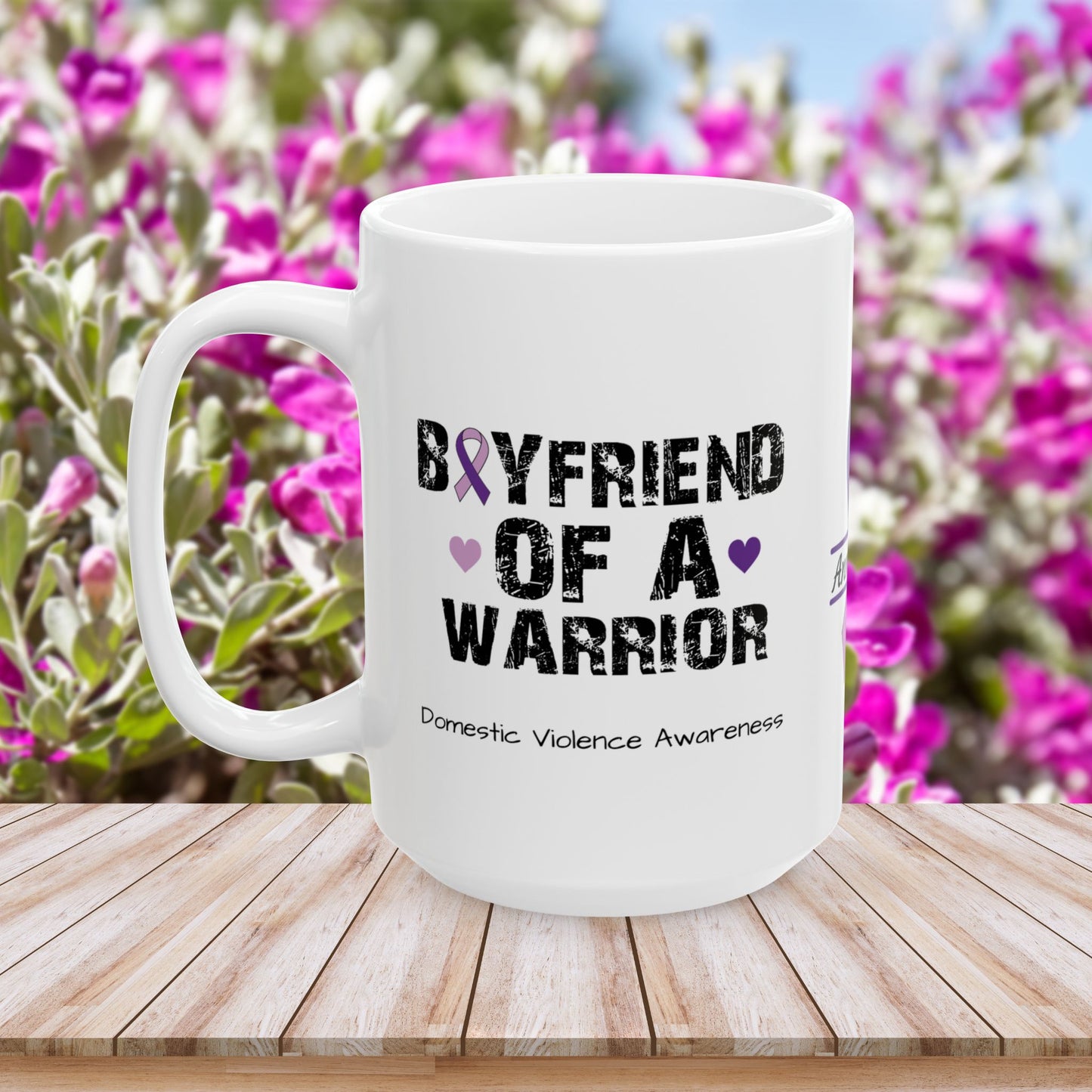 Boyfriend of a Warrior - Personalized Domestic Violence Awareness Gift, Empowerment and Resilience Ceramic Mug, Support for Survivors