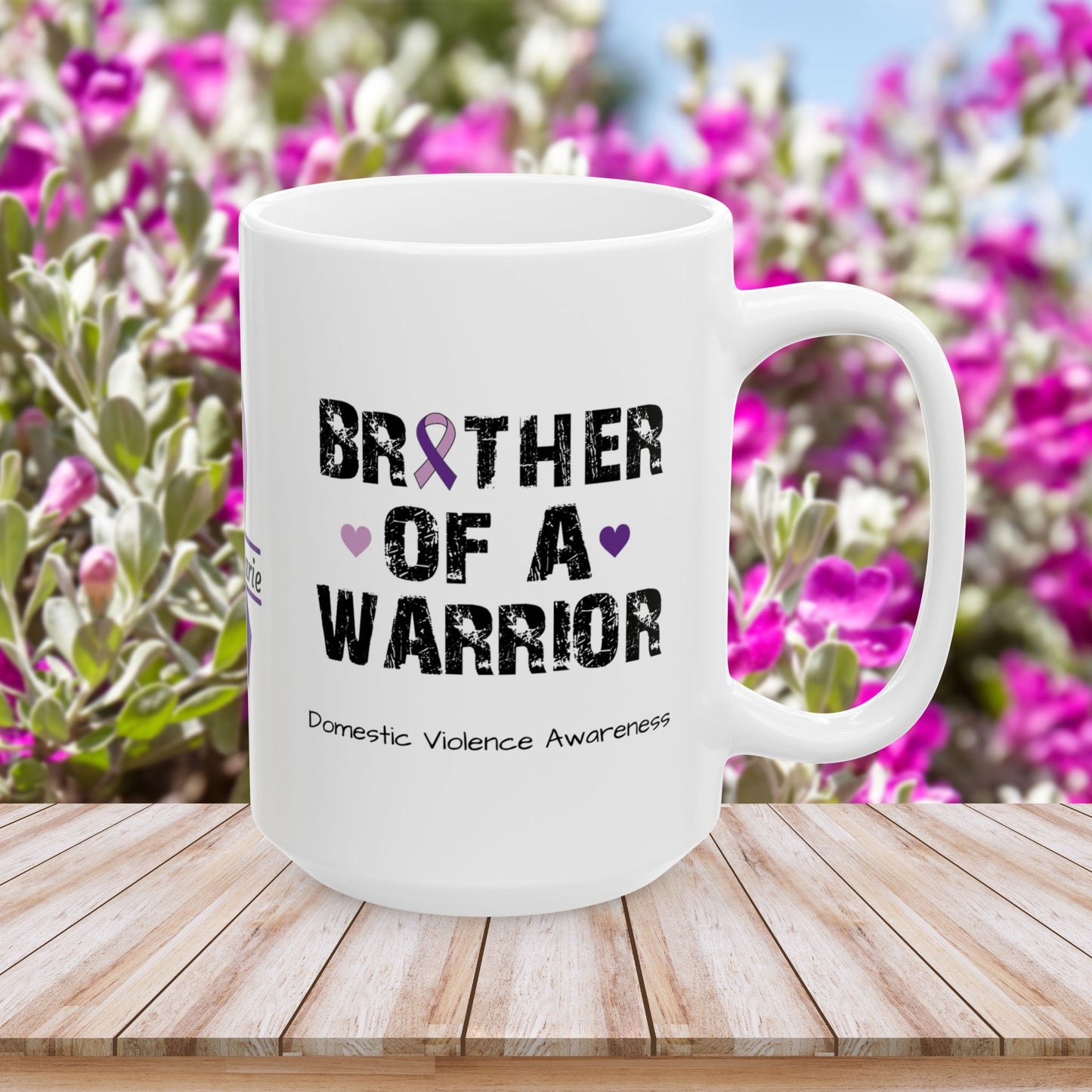 Brother of a Warrior - Personalized Domestic Violence Awareness Gift, Empowerment and Resilience Ceramic Mug, Support for Survivors