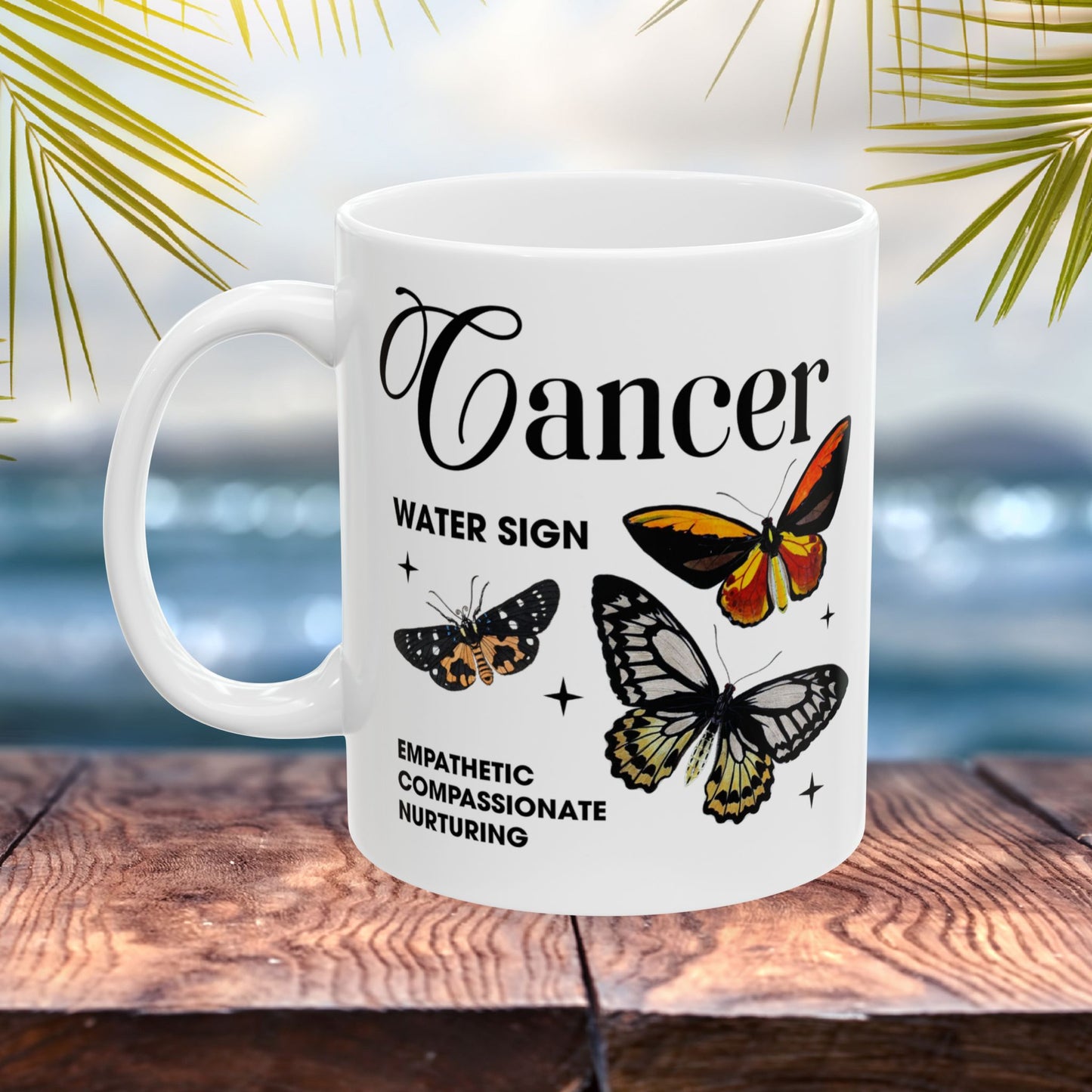 Cancer Personalized Zodiac Mug, Gift for Cancer, Horoscope Gift, Cancer Birthday, Butterfly Design, Astrology Cancer Mug, Cancer Zodiac Sign, Zodiac Gift