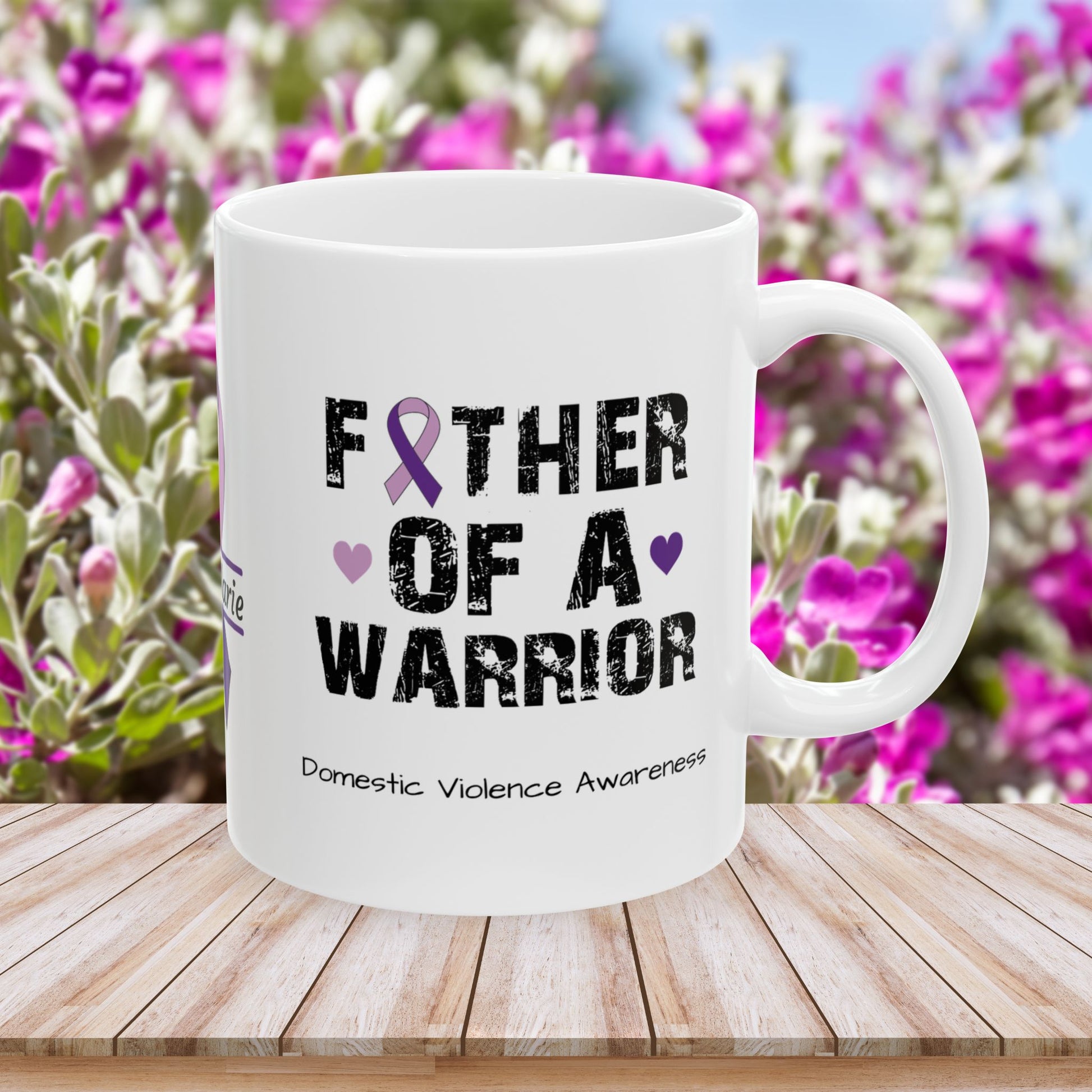 Father of a Warrior - Personalized Domestic Violence Awareness Gift, Empowerment and Resilience Ceramic Mug, Support for Survivors