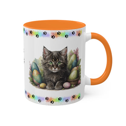 Maine Coon - Eggstra-Adorable Easter Kitten Two-Tone Coffee Mug, 11oz