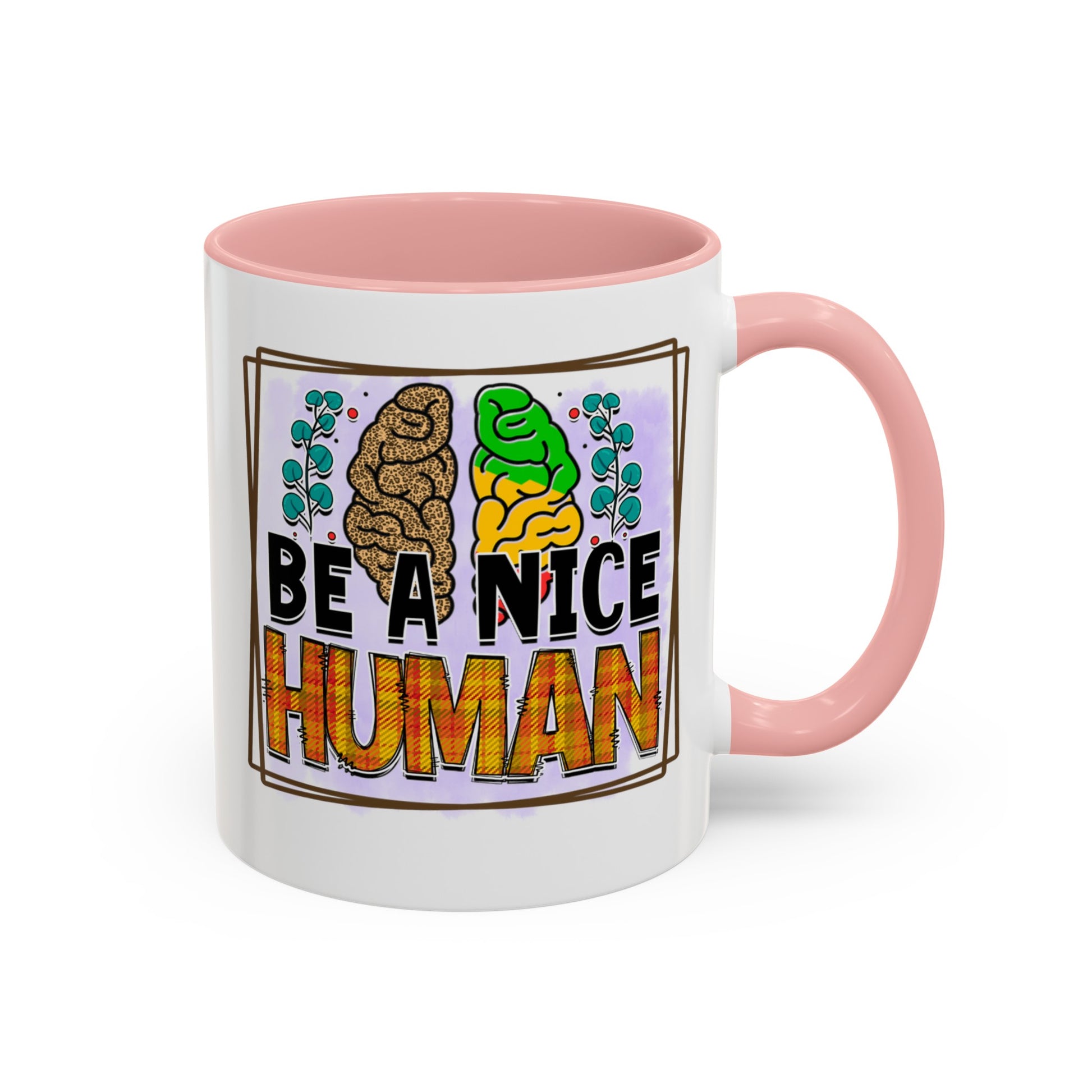 Be A Nice Human - Accent Coffee Mug (11, 15oz)