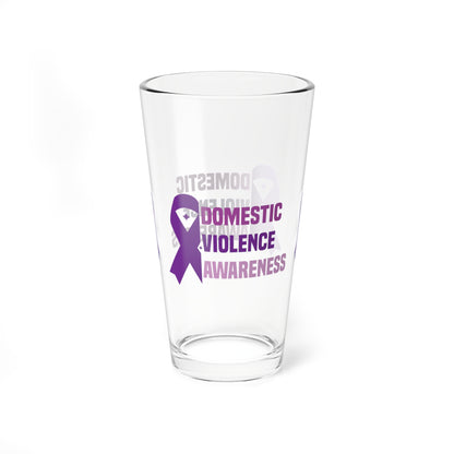 Domestic Violence Awareness 16oz Pint Glass - Stop Abuse, Support Survivors, Break the Silence