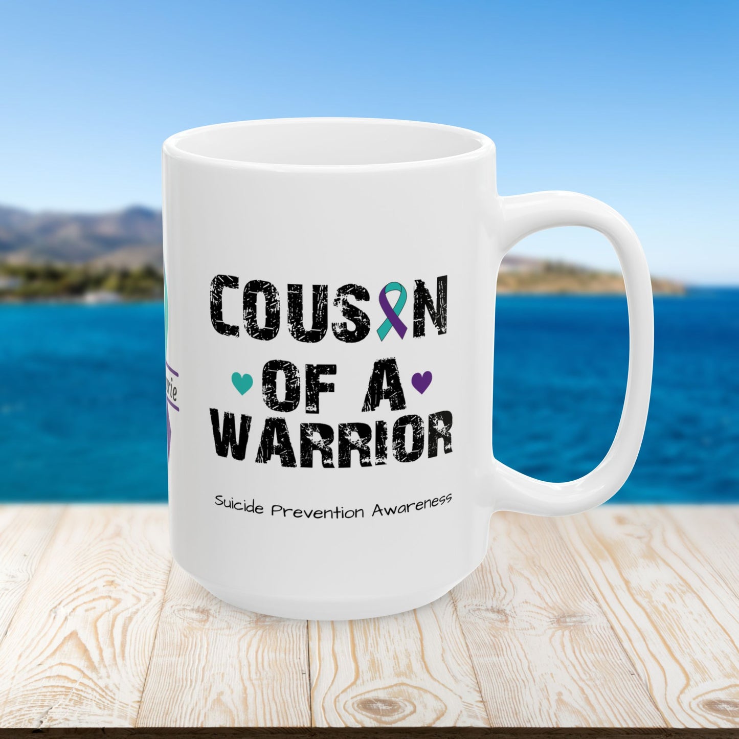 Cousin of a Warrior - Personalized Suicide Prevention Awareness Gift, Empowerment and Resilience Ceramic Mug, Support for Survivors