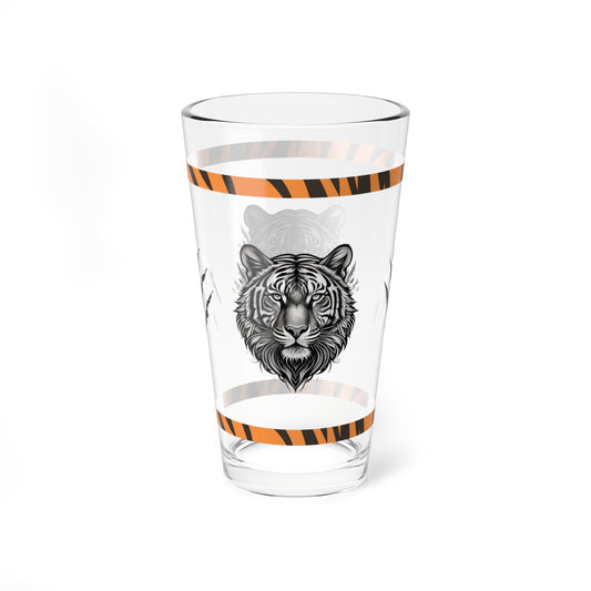 Majestic Roar: Tiger-Inspired Pint Glass, 16oz