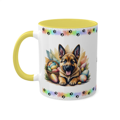 German Shepherd - Eggstra-Adorable Easter Puppy Two-Tone Coffee Mug, 11oz