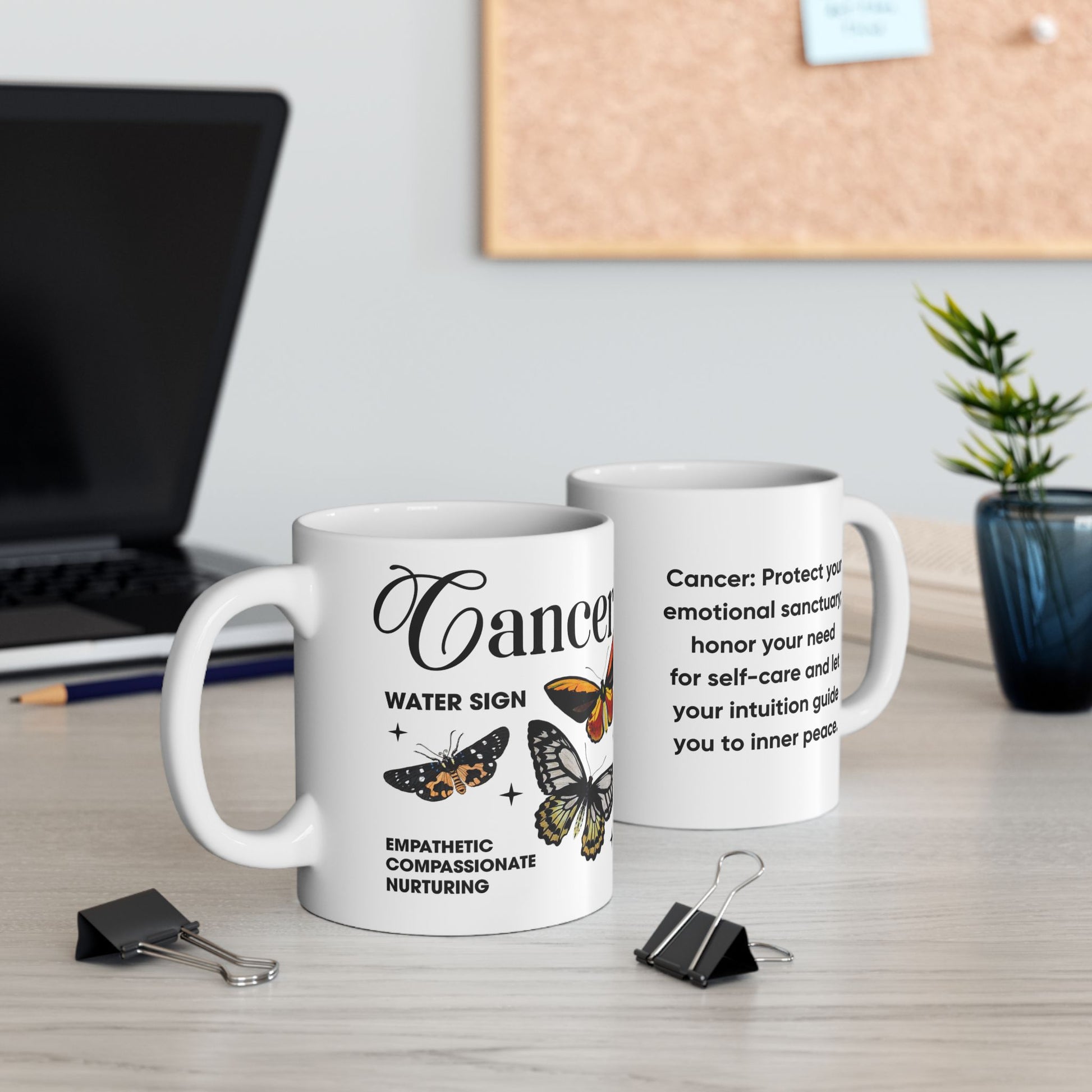 Cancer Personalized Zodiac Mug, Gift for Cancer, Horoscope Gift, Cancer Birthday, Butterfly Design, Astrology Cancer Mug, Cancer Zodiac Sign, Zodiac Gift