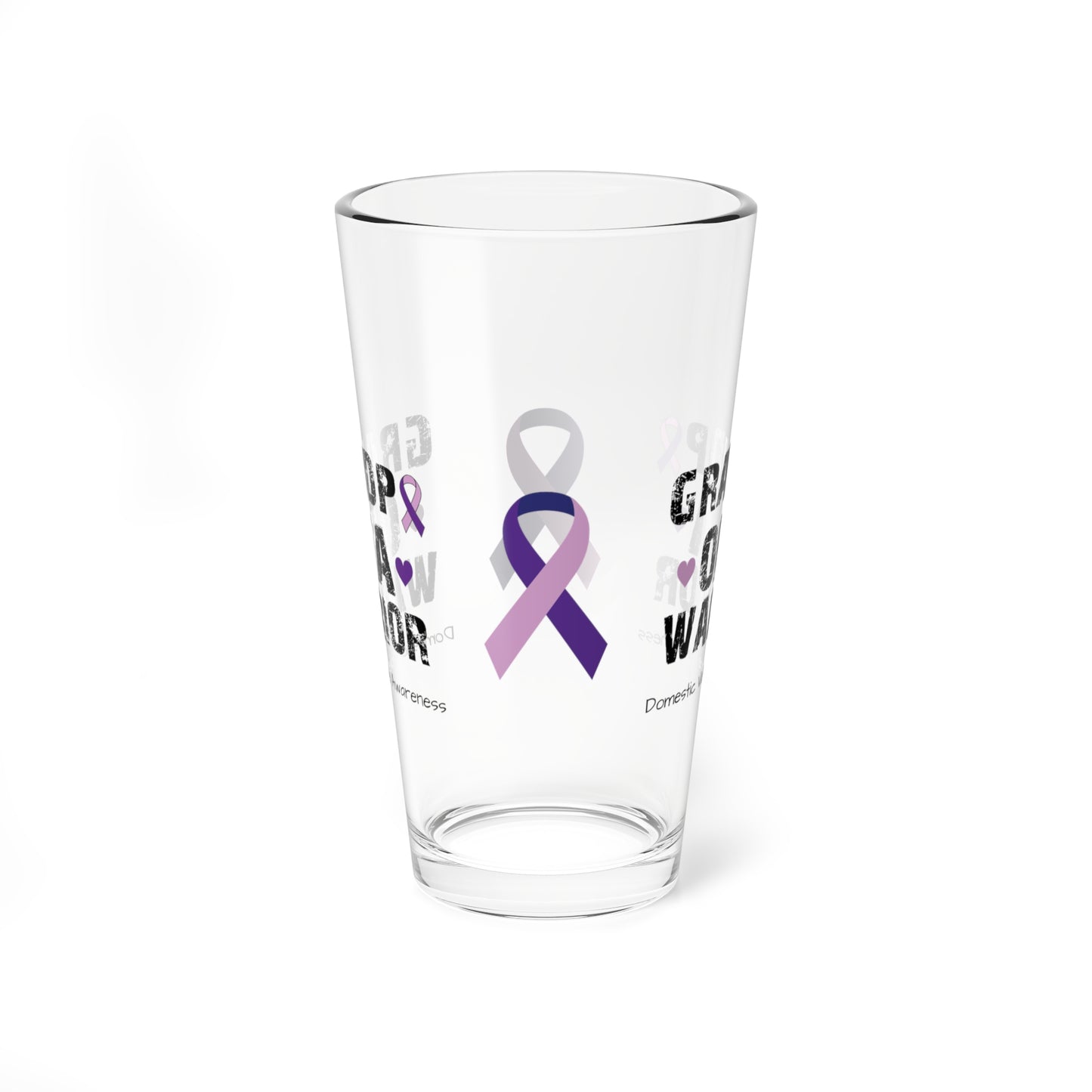 Grandpa of a Warrior - Domestic Violence Awareness Warrior Pint Glass, 16oz