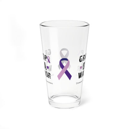 Grandpa of a Warrior - Domestic Violence Awareness Warrior Pint Glass, 16oz