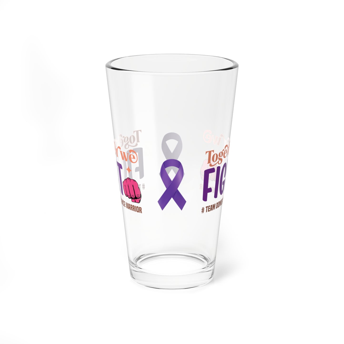 Together We Fight #Team Domestic Violence Warrior 16oz Pint Glass - Stop Abuse, Support Survivors, Break the Silence