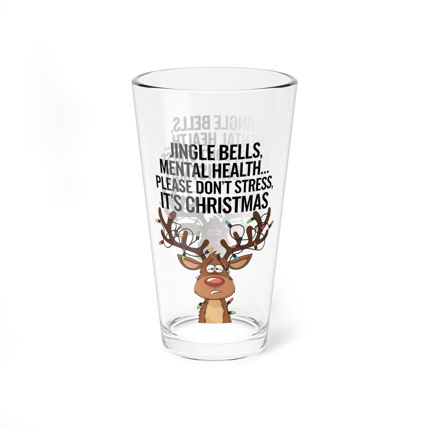 Jingle Bells, Mental Health..., Christmas Pint Glass, 16oz