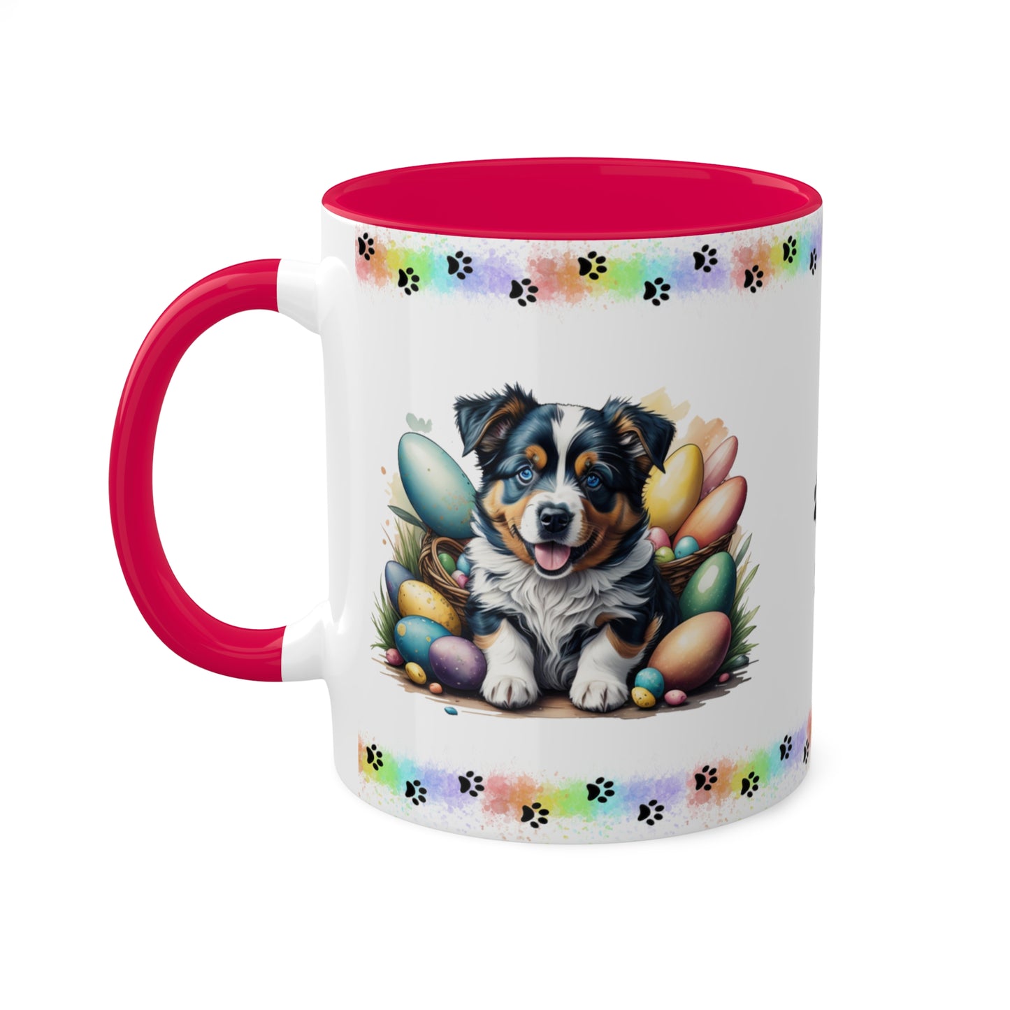 Australian Shepherd - Eggstra-Adorable Easter Puppy Two-Tone Coffee Mug, 11oz