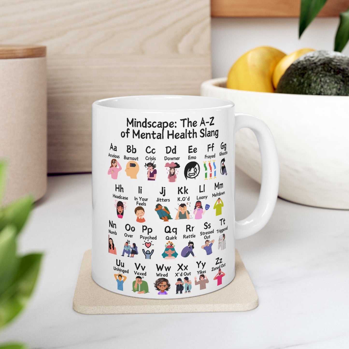 Mindscape: The A-Z of Mental Health Slang Ceramic Mug, (11oz, 15oz)