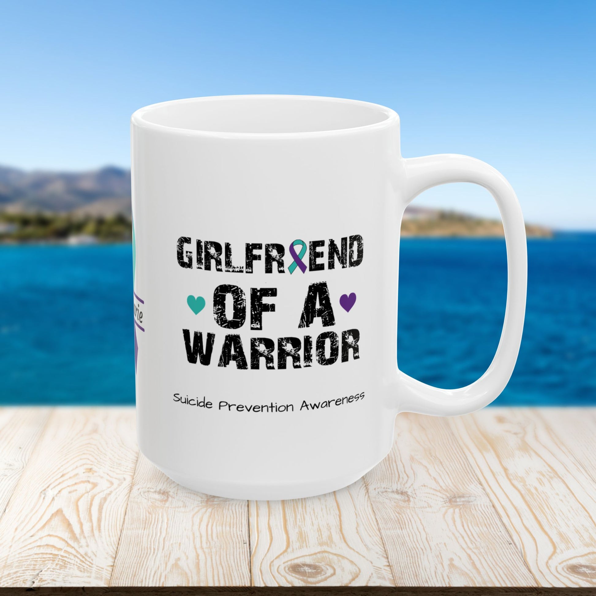 Girlfriend of a Warrior - Personalized Suicide Prevention Awareness Gift, Empowerment and Resilience Ceramic Mug, Support for Survivors