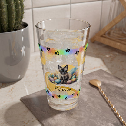 Siamese Easter Kitten 16oz Pint Glass - Personalized Cat-Themed Gift, Mental Health Drinkware, Holiday Décor & Easter Celebration