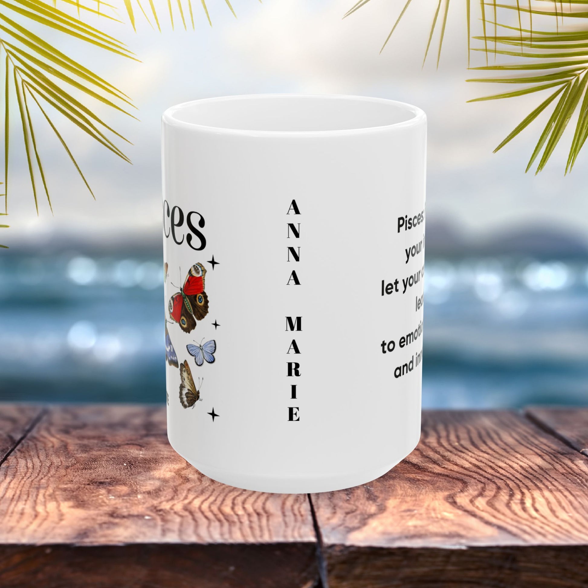 Pisces Personalized Zodiac Mug, Gift for Pisces, Horoscope Gift, Pisces Birthday, Butterfly Design, Astrology Pisces Mug, Pisces Zodiac Sign, Zodiac Gift