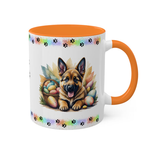 German Shepherd - Eggstra-Adorable Easter Puppy Two-Tone Coffee Mug, 11oz