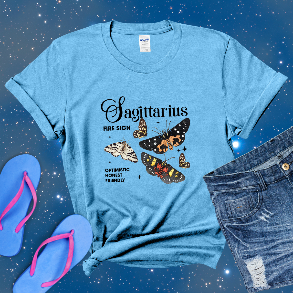 Sagittarius Butterfly Zodiac T-Shirt, Sagittarius Astrology tshirt, Horoscope Gift, Sagittarius Birthday, Perfect Gift for Sagittarius, Zodiac Tee