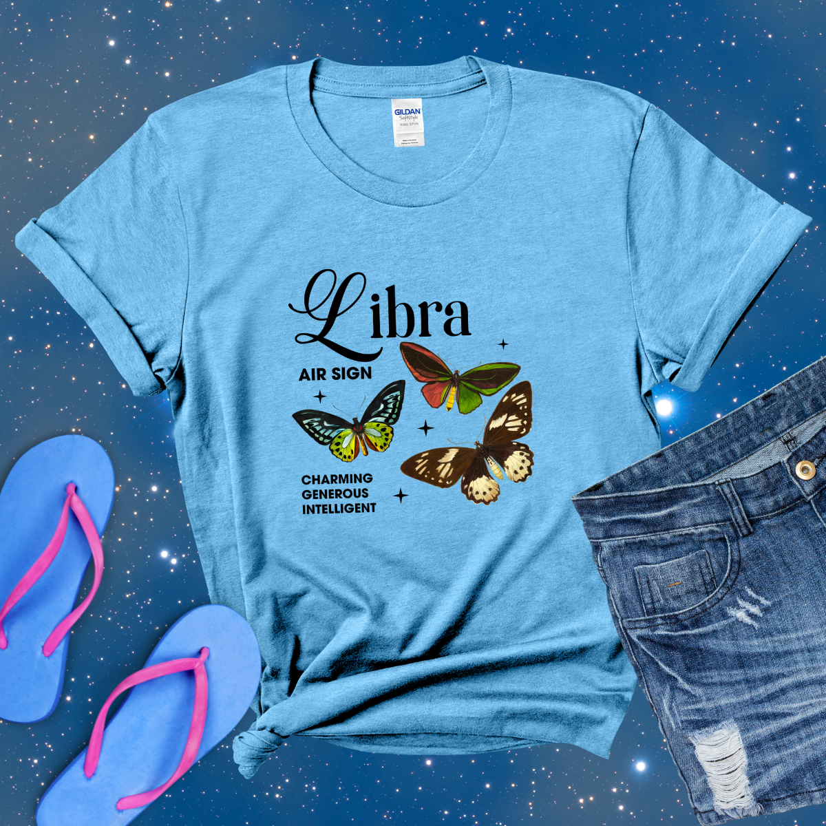 Libra Butterfly Zodiac T-Shirt, Astrology Shirt for Libra, Horoscope Gift, Libra Birthday, Libra Season Gift, Perfect Gift for Libra, Zodiac Sign Tee