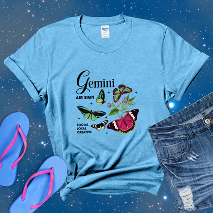 Gemini Butterfly Zodiac T-Shirt, Astrology Shirt for Gemini, Horoscope Gift, Gemini Birthday, Gemini Season Gift, Perfect Gift for Gemini, Zodiac Tee