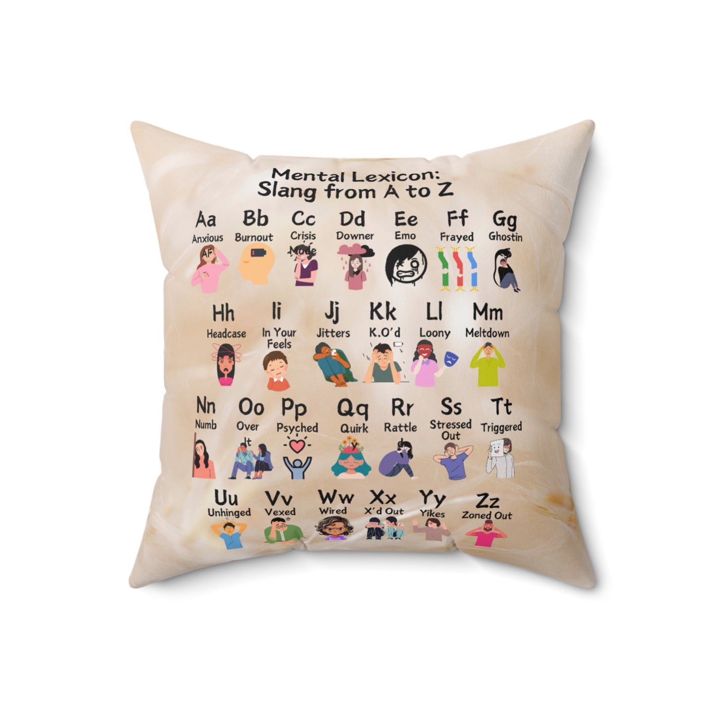 Mental Lexicon: Slang from A to Z Spun Polyester Square Pillow