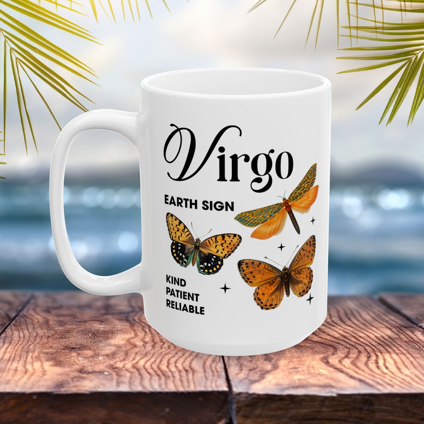 Virgo Personalized Zodiac Mug, Gift for Virgo, Horoscope Gift, Virgo Birthday, Butterfly Design, Astrology Virgo Mug, Virgo Zodiac Sign, Zodiac Gift