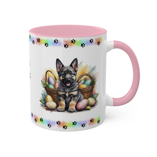 German Shepherd - Eggstra-Adorable Easter Puppy Two-Tone Coffee Mug, 11oz