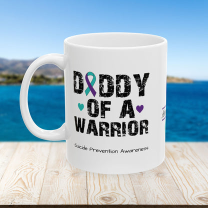 Daddy of a Warrior - Personalized Suicide Prevention Awareness Gift, Empowerment and Resilience Ceramic Mug, Support for Survivors